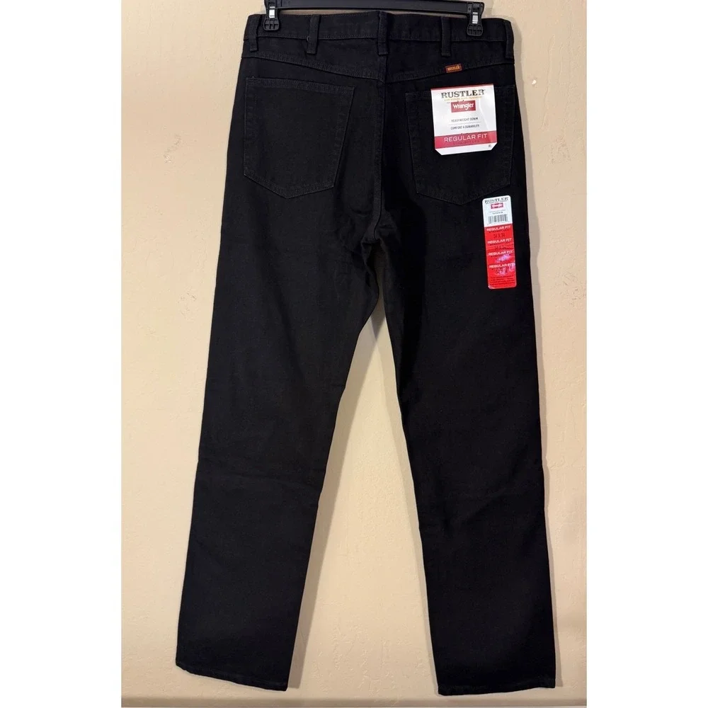Rustler Wrangler Jeans‎ Men 34x34 Black Regular Straight Cotton Denim NEW